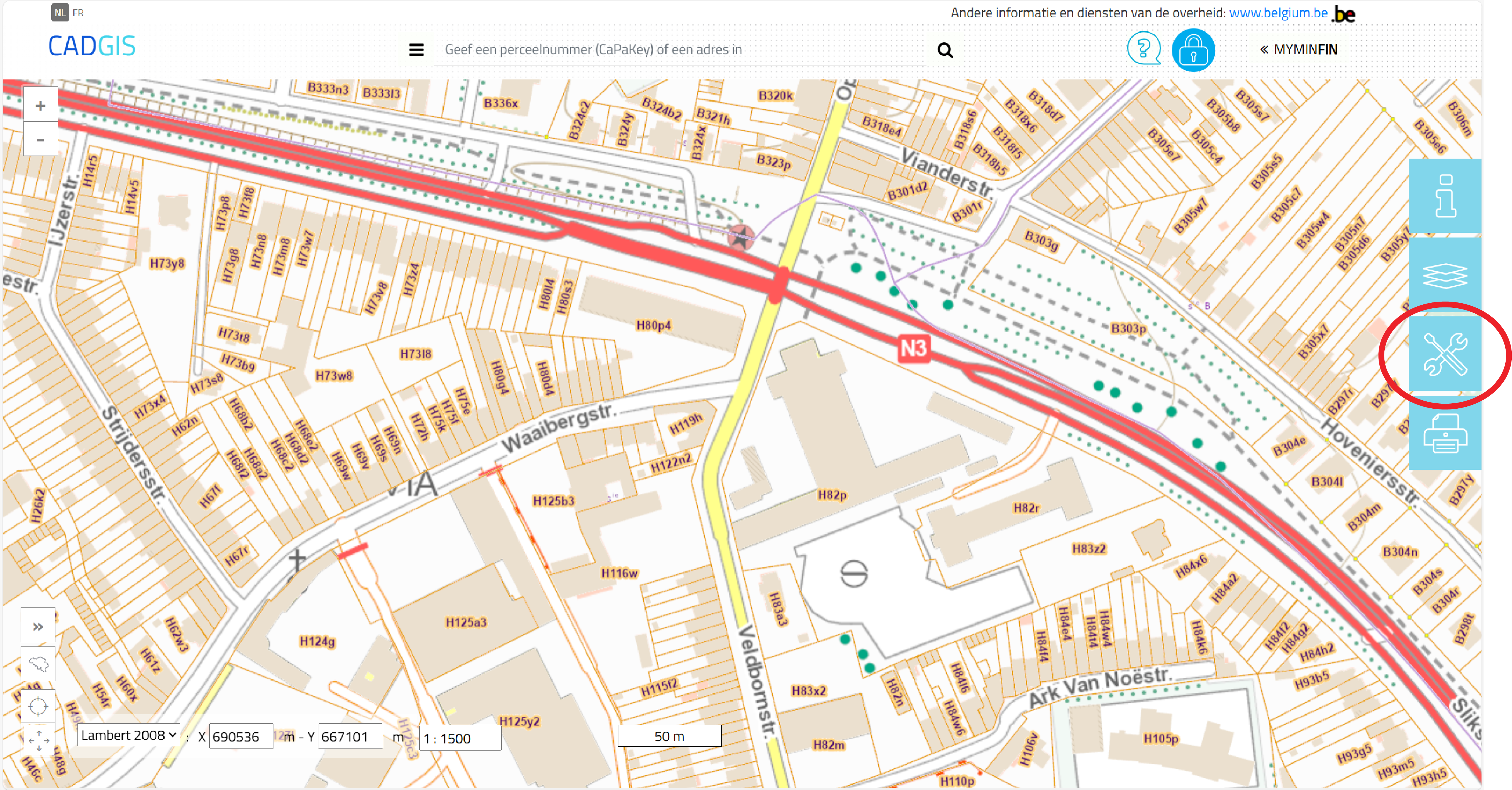 CadGIS tools selecteren